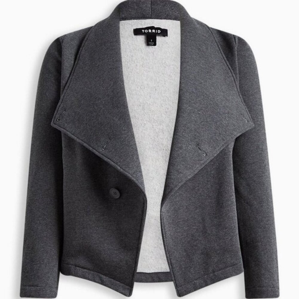 NWT Torrid Fleece Drape Front Jacket Charcoal size 4